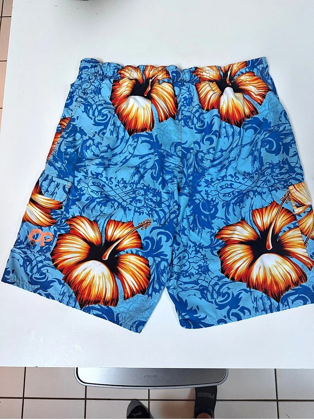 Ocean Pacific Floral Swim Trunks in Blue & Orange